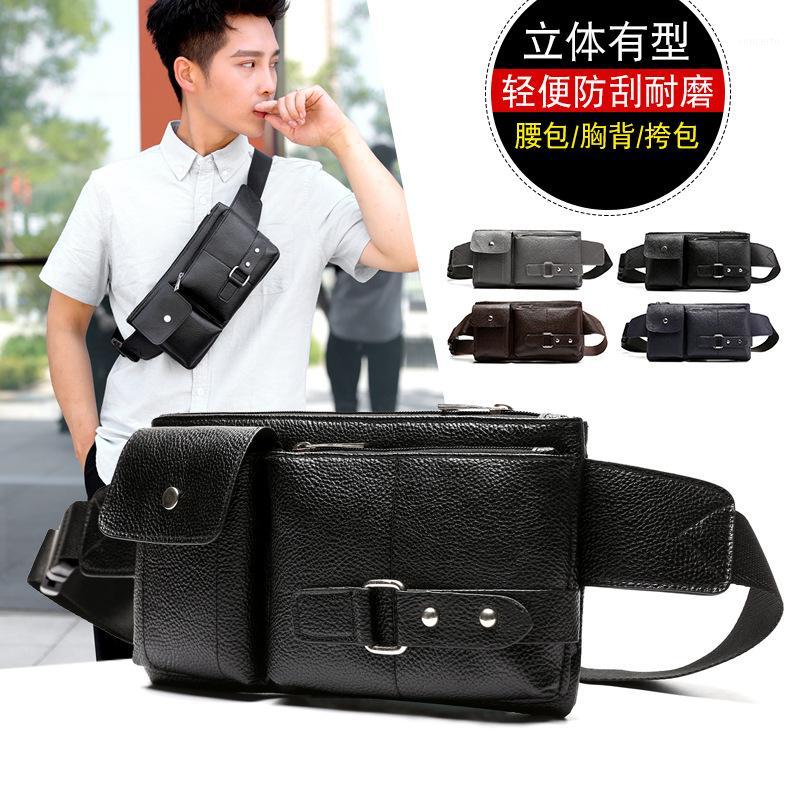

Waist Bags Men's Shoulder Bag Sling Chest Pu Leather USB Charging Sports Messenger Men 2021 Mini Waist1, Black