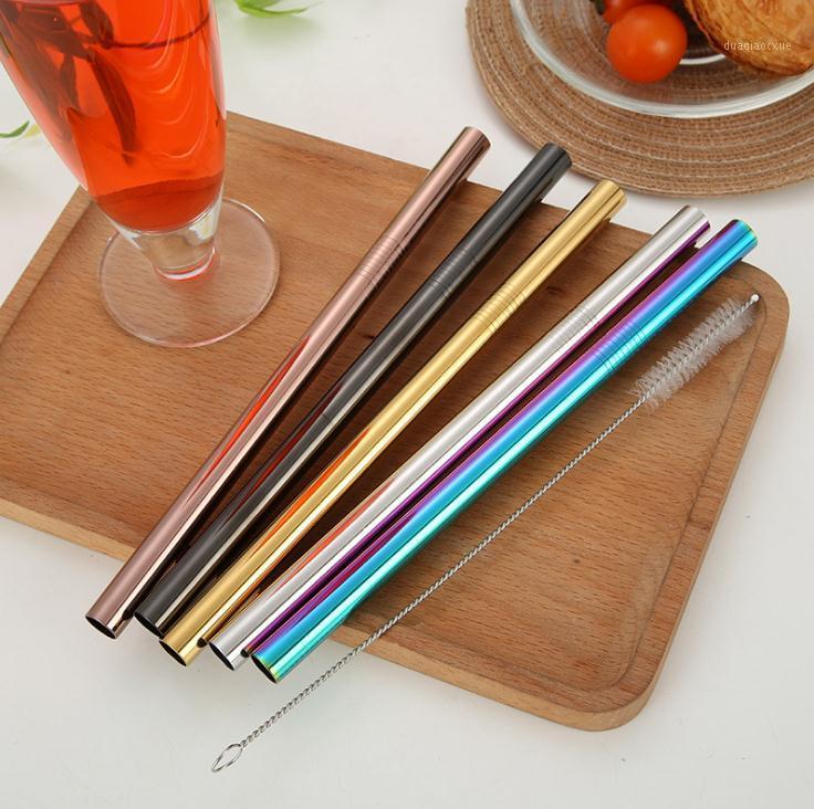 

800pcs 12mmx215mm Stainless Steel Drinking Straw Wide Long Reusable Fat Metal Smoothie Straws Factory wholesale SN12721