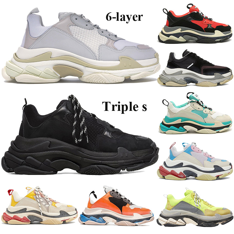 

New Triple-s platform Shoes Paris 6-layer combination height increase Sneakers triple white black beige green yellow Burgundy beig Trainers, 29.rose gold