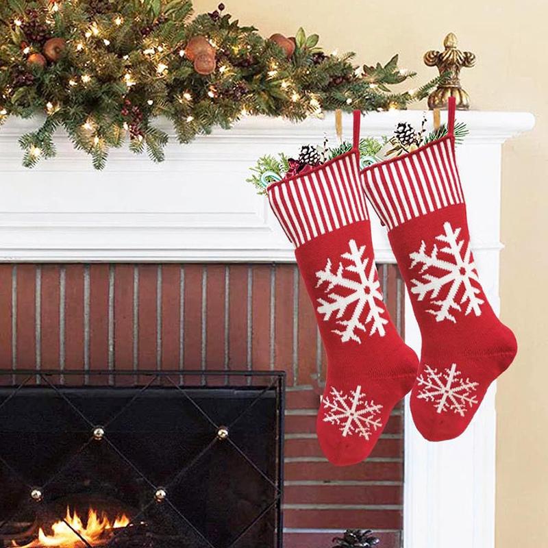 

Christmas Socks, Knitted Christmas Decoration Socks, Gift Woolen Jacquard Gift Bags