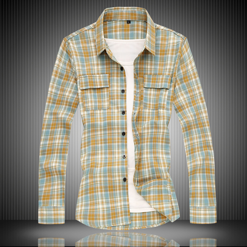

2020 New Fashion Plaid Spring Autumn Casual Long Sleeve Print Shirts Clothes, 419 1