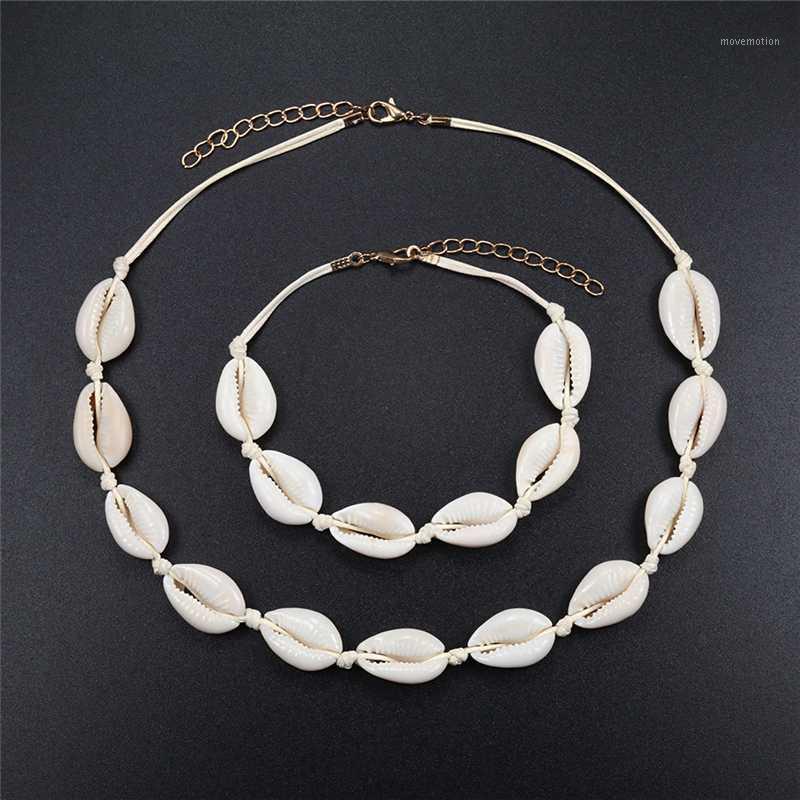 

Bohemian Natrual Shell Necklace Bracelet Set SeaShell Cowrie Summer Women Femme Choker Beach Foot Jewelry Girl Gifts Collar1