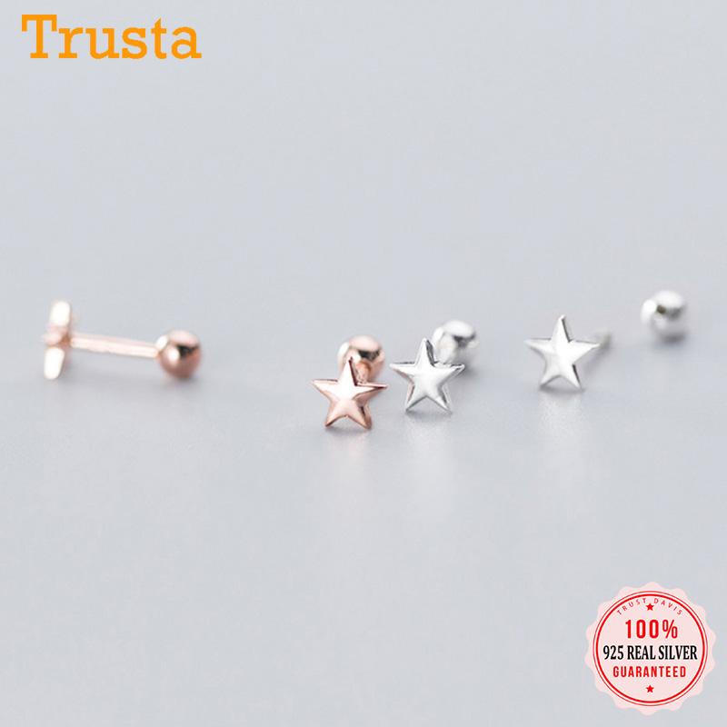 

Trustdavis Real 925 Sterling Silver Fashion Sweet Star Screw Stud Earrings For Women Children Mini Minimalist Jewelry DA1909