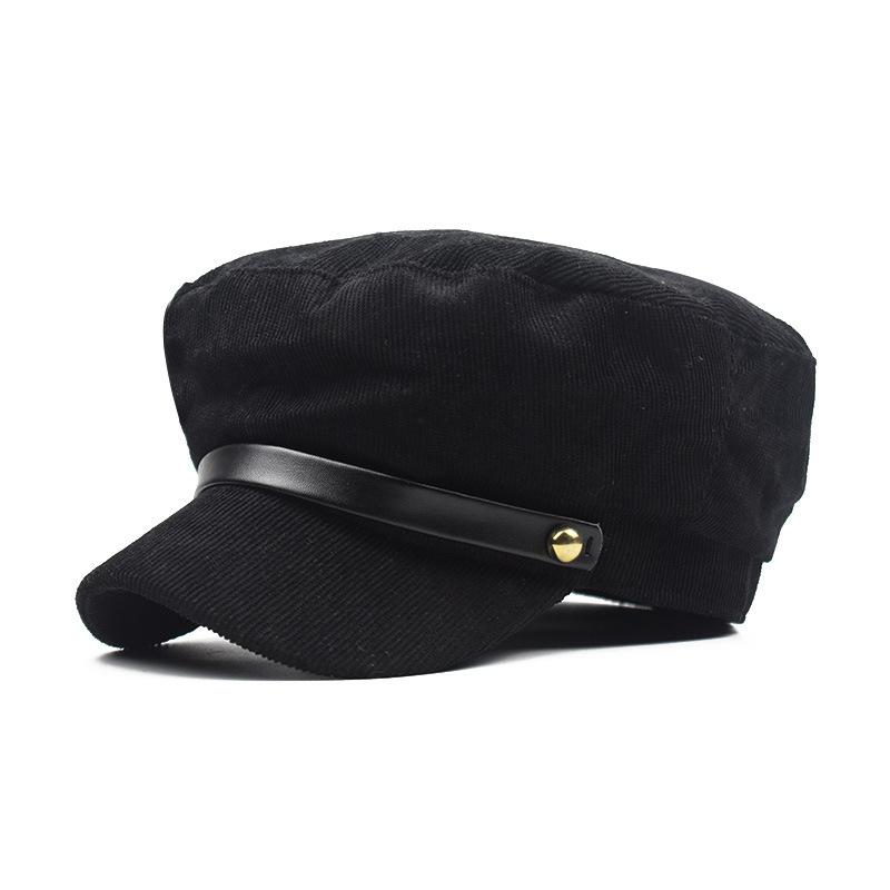 

Stingy Brim Hats Unisex Retro Octagonal Hat Men Autumn Corduroy Fabric Gorras Planas Men's Sboy Cap Women Solid Color For Berets, Red