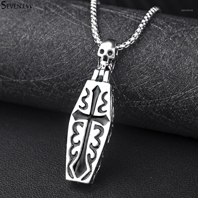 

Death high quality titanium steel metal charm bracelet fashion jewelry for men coffin Pendant Fashion Necklaces surprise gift1