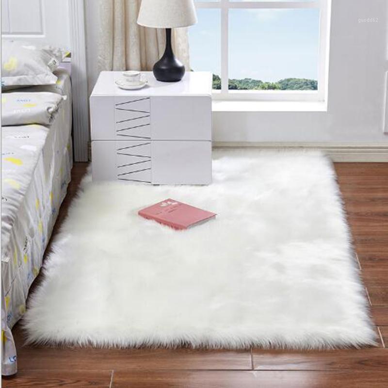 

Faux Fur Sheepskin Shag Fluffy Rectangle Rug Mat Soft Cozy Warm Fluffy Shaggy Solid Carpet for Wedding/Bedroom/Girl's Room White1, Gray