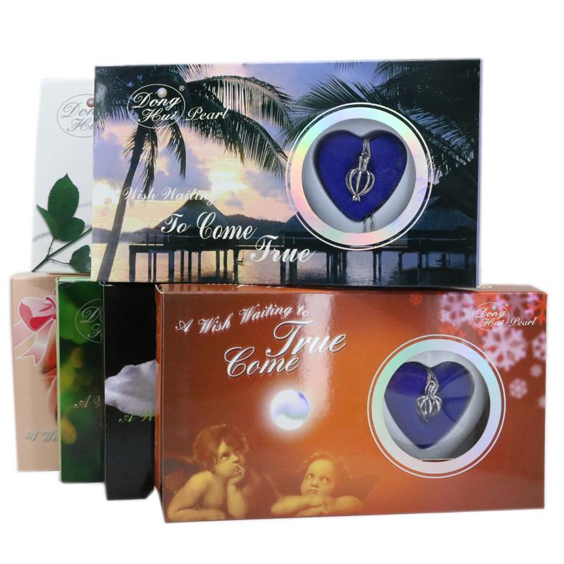 

Natural Wish Pearl Love Heart Cage Necklace For Women Oyster Drop Pendant Pearl Box Christmas Valentine Gifts 17" B3446