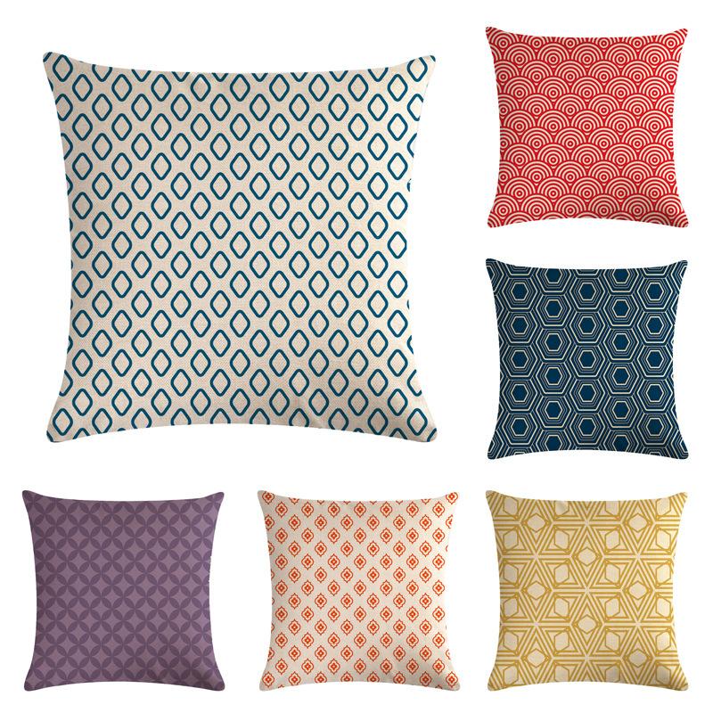 

Stripe Geometry pattern Cushion cover Geometric Printed pillowcase Linen cotton Cushion Pillow covers Sofa Home Decor 45x45cm