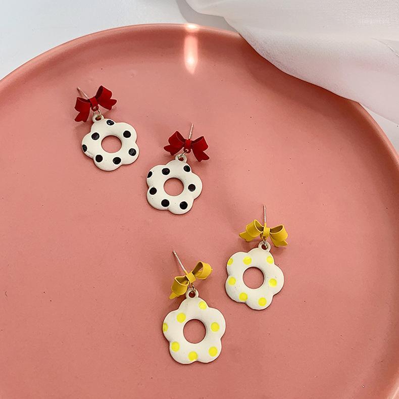 

Dangle & Chandelier MISSNICE Summer Punctate Simple Flower Drop Earrings For Girls Trendy Temperature Style Bow Knot Pendientes Bijoux, Silver