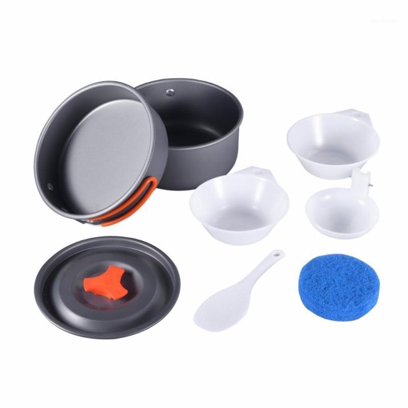 

8PCS Outdoor Camping Hiking Cookware Cooking Backpacking Picnic Bowl Frying Pot Pan Set Travel Cutlery Utensils1