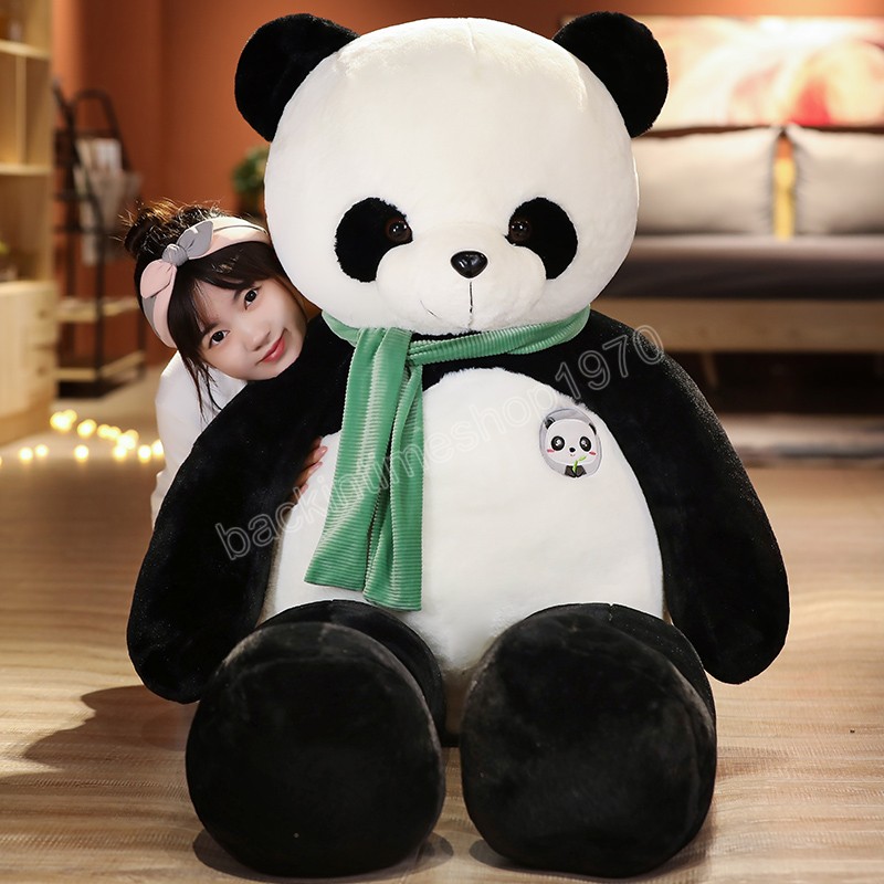 

80/100cm Lovely Panda with Scarf Plush Toy Giant Animal Treasure Panda Stuffed Dolls Soft Sleep Pillow For Children Present
