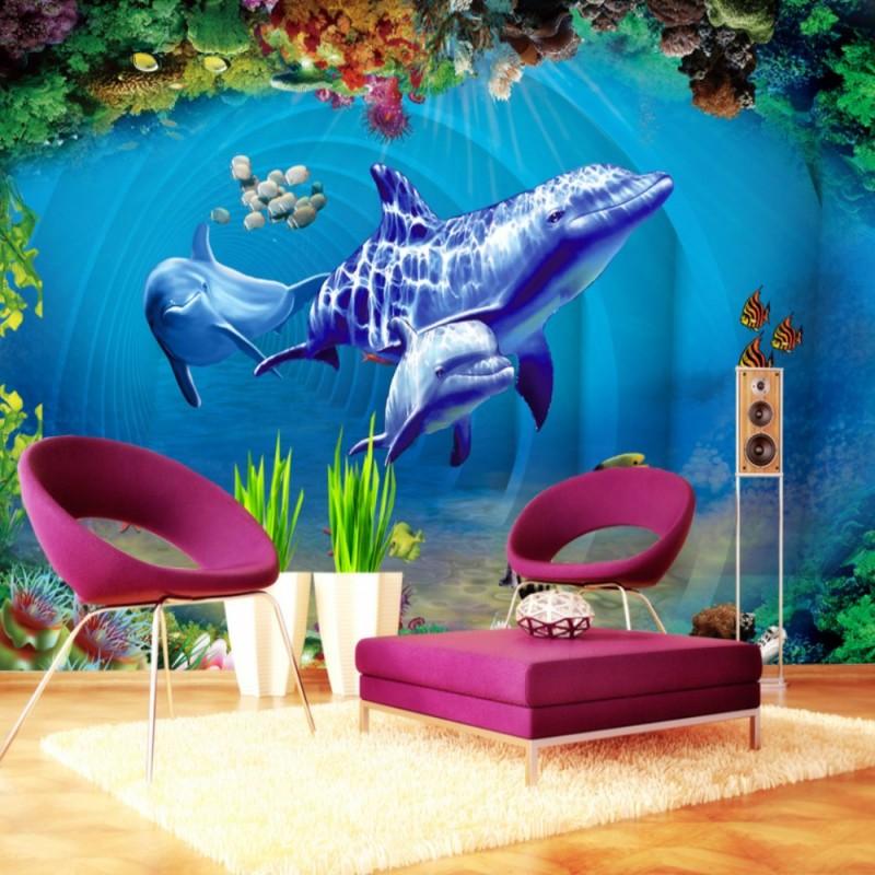 

Dropship Wallpaper Kids 3D Underwater World Dreamy Wall Paper for Kids Room Mural Wallpaper Wallpapers for Living Room, As pic