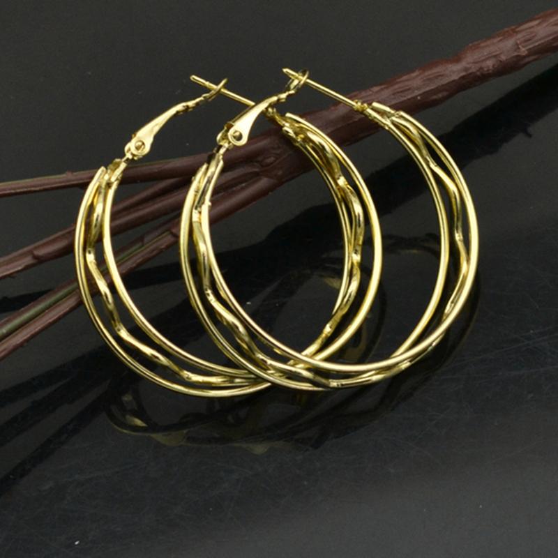 

Hoop Earrings for women Big circle Three-layer wave pattern Round Fashion Jewellery Accessories Wholesale Young Ladies Earings
