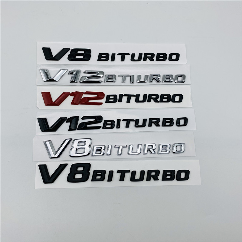 

V8 V12 BITURBO Number Letters Rear Trunk Emblem Side Fender badge for Mercedes Benz C63 SL63 ML63 G63 amg, Style