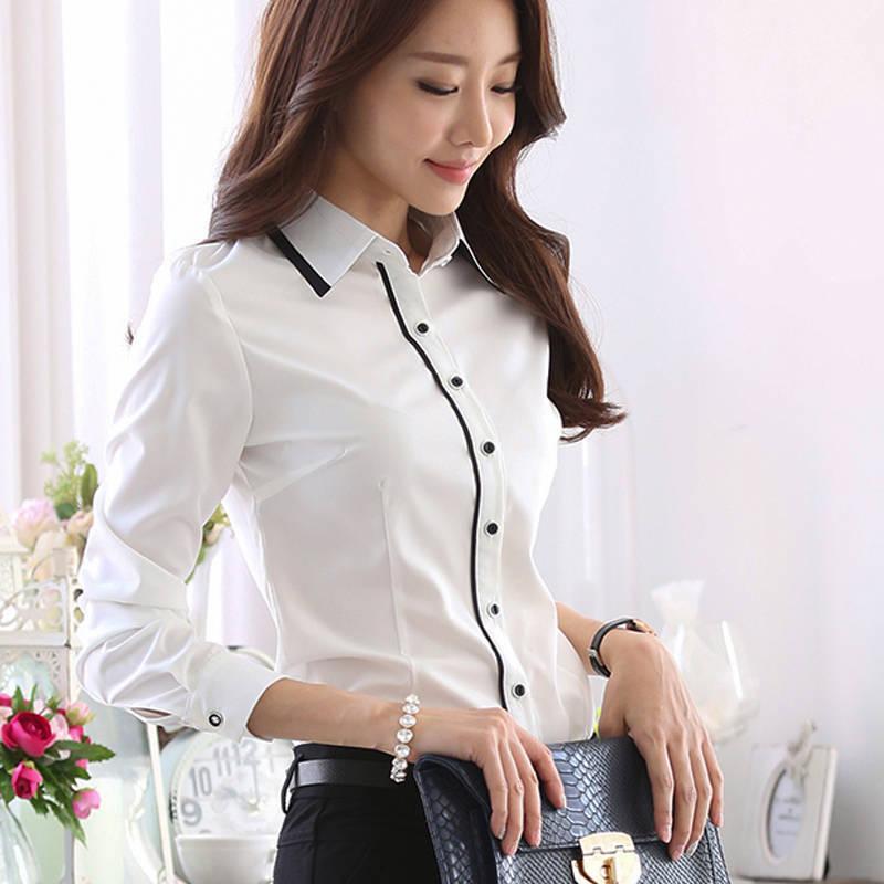 

Elegant Shirt Women Clothes Plus Size 2021 New Long Sleeve White Blue Blouse Tops Office Ladies Work Wear Blusas Femininas