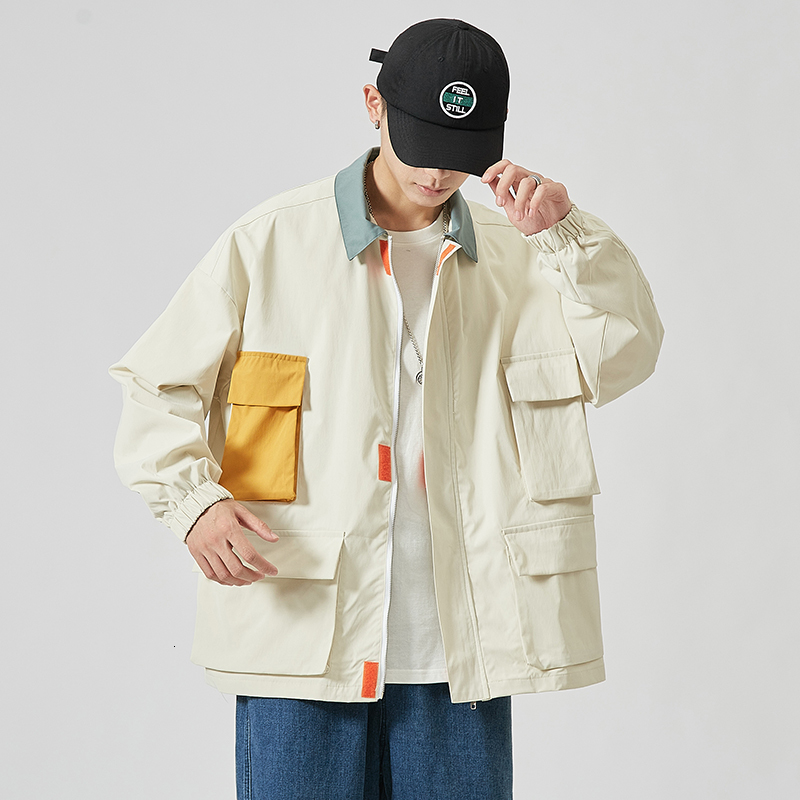 

2021 New Janpan Style Bigger Pocket White Grey Spring Autumn Jacket Men's Streetwear Clothes Plus Asian Oversize M-5xl Uus7, Jk73 2