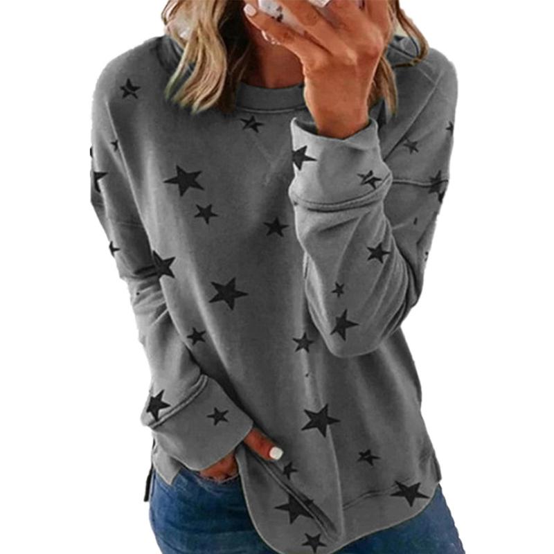 

Star Printed 2020 Autumn Winter Sweatshirt Oversized Casual Loose Women Pullovers Long Sleeve O-Neck Fashion Streetwear G1983, Purple