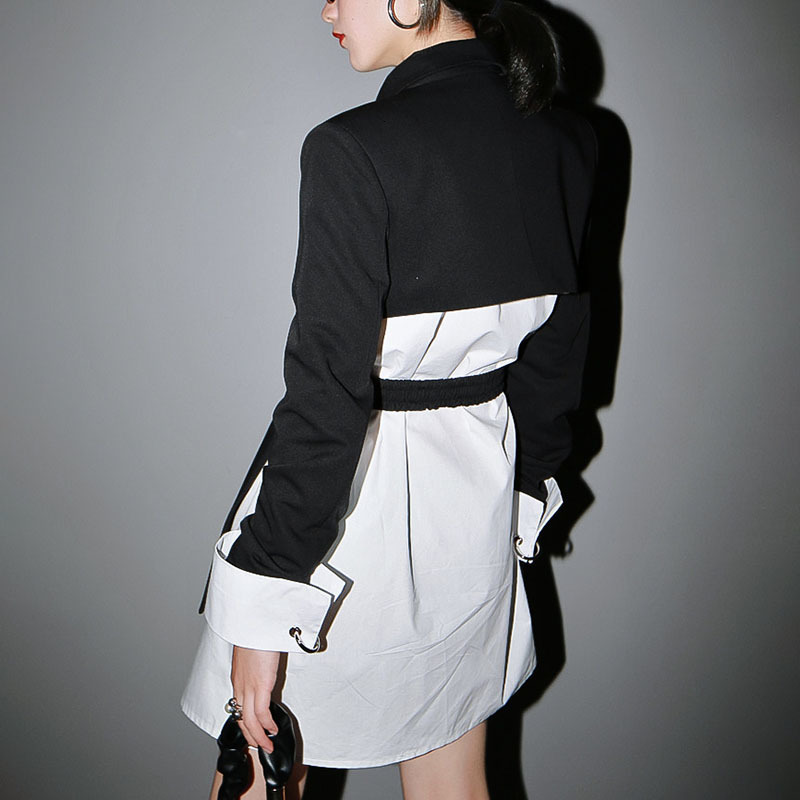 

2021 New Autumn Cross Share Woman's Jacket No Back Long Sleeve with Black v Vest Solid Track Design Blazer Women's Coat Street 5gr3