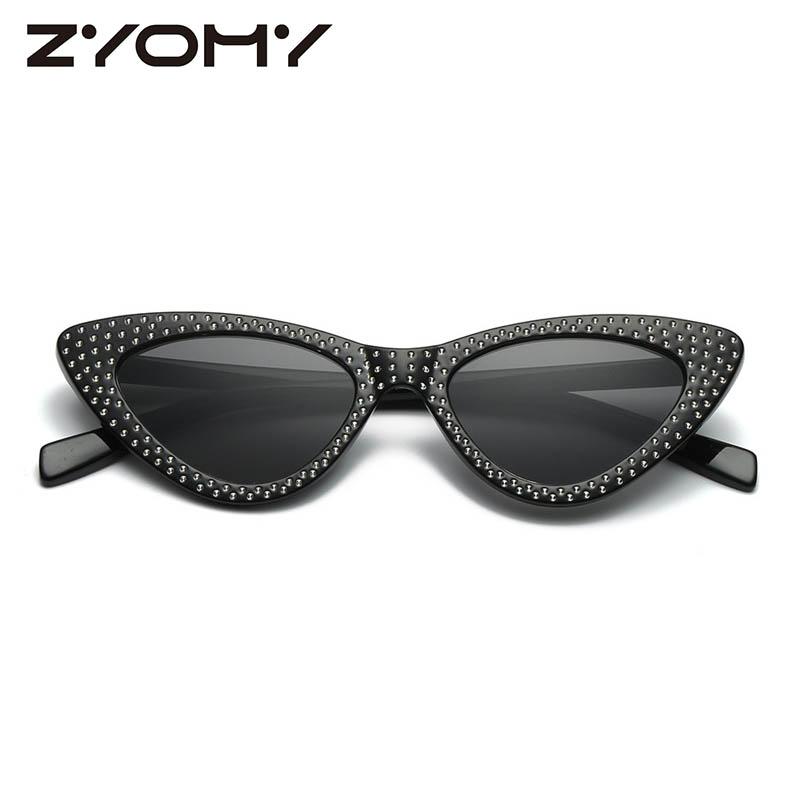 

Zyomy Cat Eye Sunglasses Diamond Sun Glasses For Women Fashion Brand Designer Driving Glasses Dot Decoration Eyewear Accessories