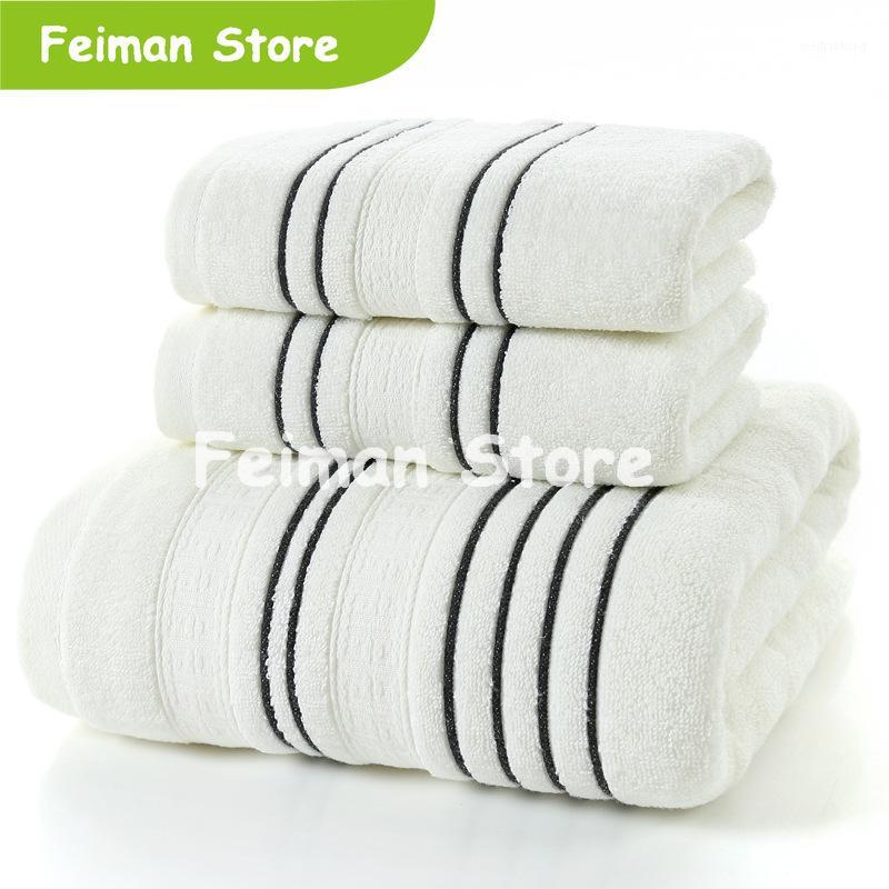 

New 3Pieces Set Grey Cotton Towel Set for Men toalla 2pc Face Washcloth Hand Towel 1pc Bath Camping Shower Towels Bathroom1, White