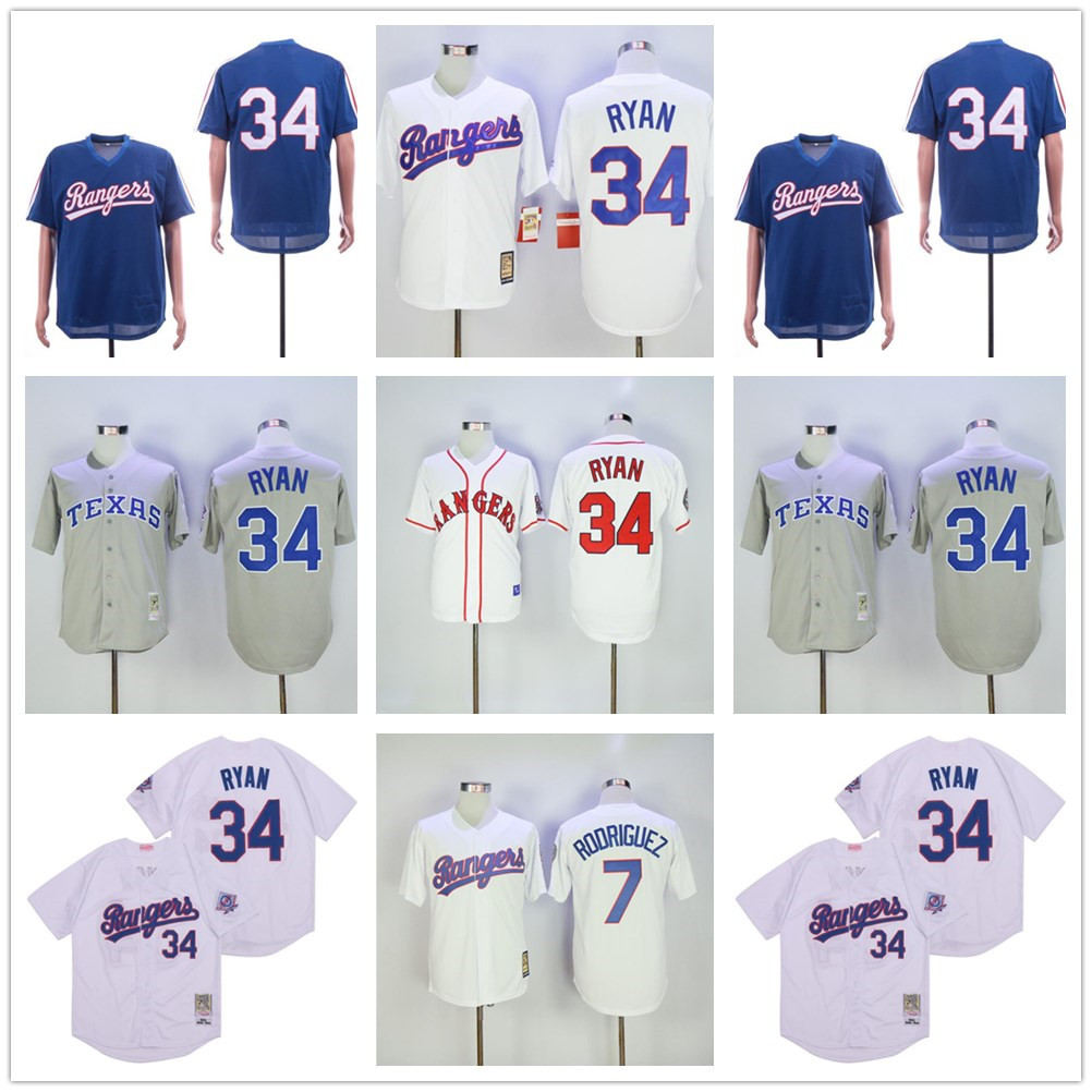

custom Men women youth Jersey NCAA 2020 Men Women and Youth 34 Nolan Ryan 7 Ivan Rodriguez Baseball Jersey Logos 100% Stitched, Colour 9