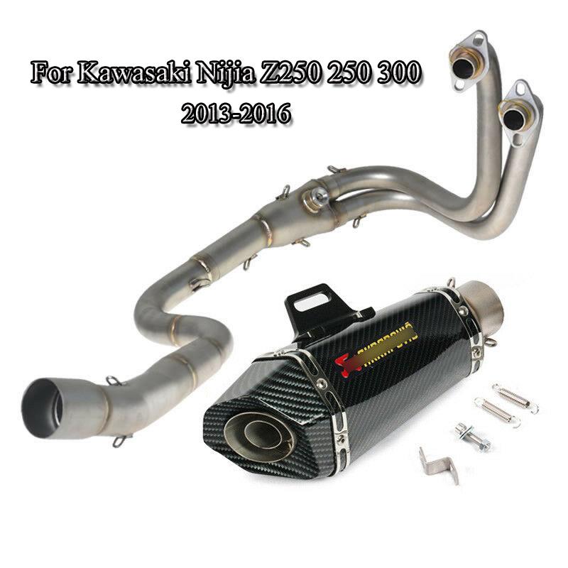 

Ninja 250 300 Motorcycle Full Exhaust System Pipe Front Link Pipe With Exhaust Muffler Tip For Z250 2013-2020