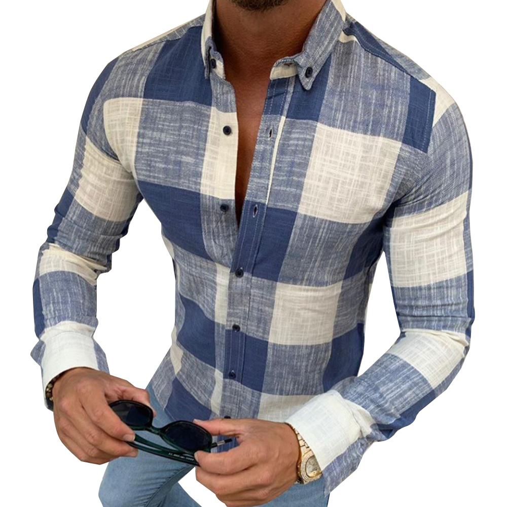 

Men' Shirt Plaid Long Sleeve Top Casual Shirts for Men Clothing Button Camisas Para Hombre Men Shirts Camisas 2020 Y0104, Khaki
