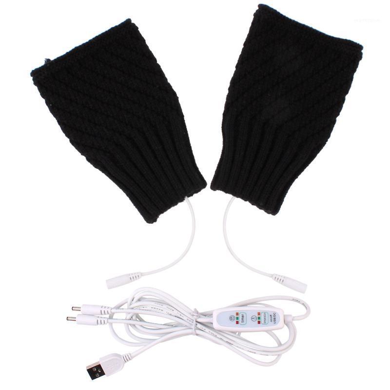 

Laptop Women Men USB Heated Mitten Half Finger Winter Warm Knitted Hand Gloves1