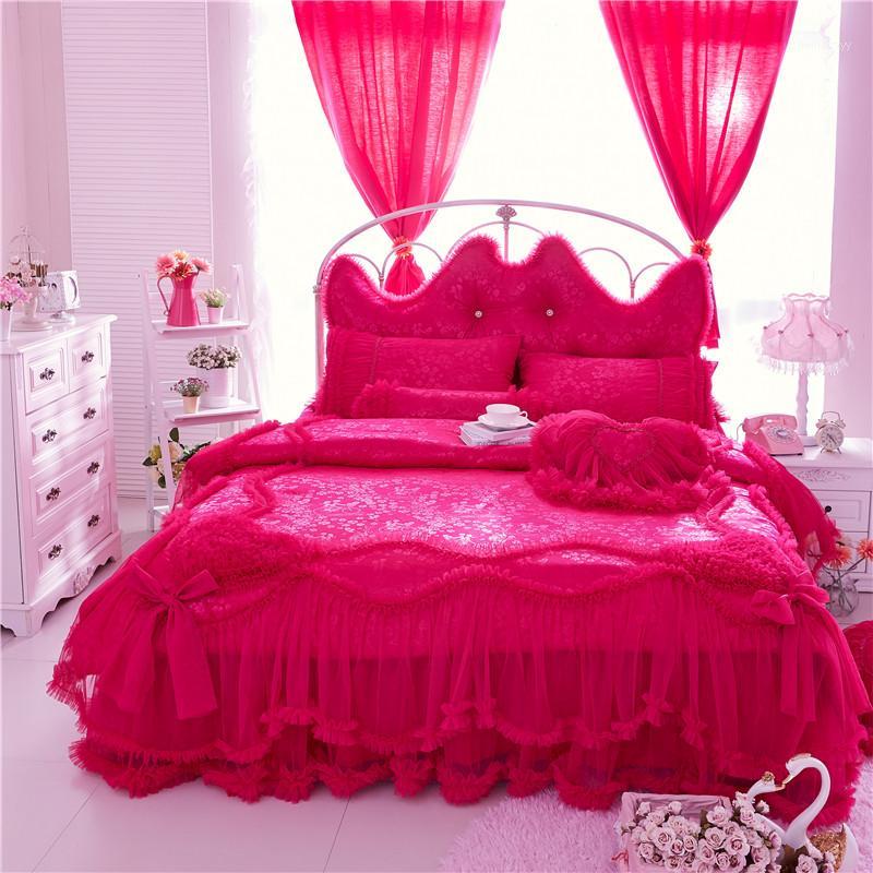 

2020 Egypt cotton satin luxury Jacquard Bedding Set  Queen King size 3/4/7Pcs Duvet cover set Bedskirt Pillowcases bed linen1, Snh2