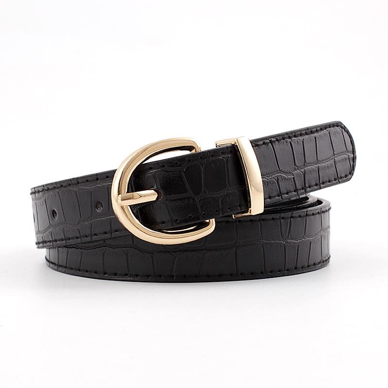 

2020 Designer Women's Black White Red Wide Faux Crocodile Leather Belt Female Woman Fashion Belts for Women Jeans Cinto Feminino