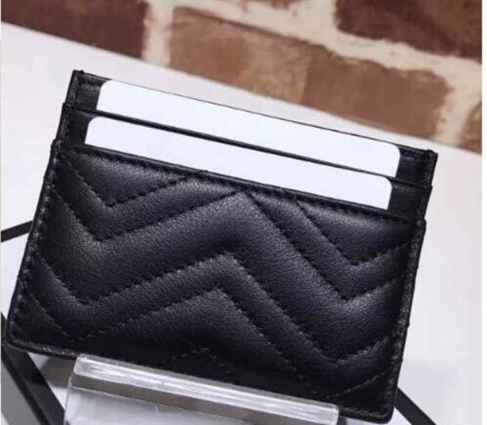 

new styly Card Holder Men Women's Card Holders Black Lambskin Mini Wallets Coin purse pocket Interior Slot Pocket Genuine Leather Camellia