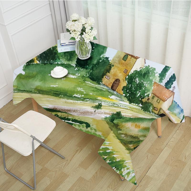 

Decorative Table Cloth Rectangular Party Banquet Outdoor Tablecloth Home Decor Table Cover Hand Painting Country Pattern MZ00141