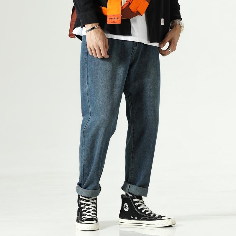 

Jeans Male Korean Version Trend Loose Casual Feet 2021 Spring Summer Trousers Straight Loose Tide Brand Hong Kong Style Pants, K07