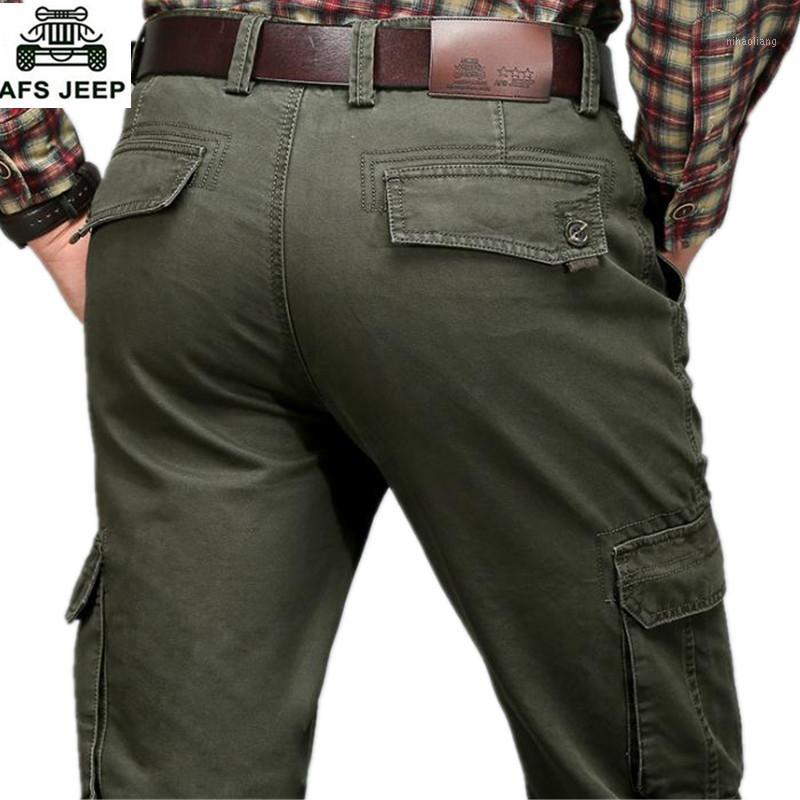 

Wholesale- Overall Cargo Pants Men's leisure Long Baggy Pants Loose Trousers Male Man Mens Clothing Botton Plus Size 42 441, Brown