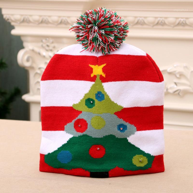 

1pcs Children Colorful Christmas hat Illuminate Warm Knitting Christmas Hat Festival Party Hairball Holiday Gift Cute Soft Home1