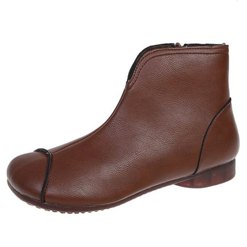 

Winter More Female Size 2021 New Short Retro Leather Shoes Soles Soft Riding Snow Boots F8ez, 9828-01