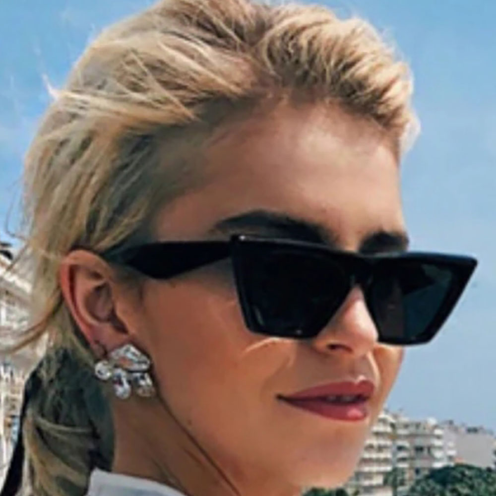 

Fashion- Futuristic CL41468 Brand UV400 Colored Black Shades Retro Sun Rectangular Weird Adumbral Wrap Acetate Sunglasses Black, White;black