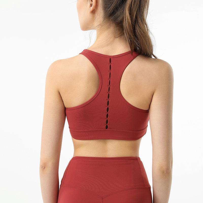 

Women Fitness Yoga Sports Bra For Running Gym Adjustable Spaghetti Straps Padded Push Up Seamless Top Athletic Vest Bra1, Yellow leaves