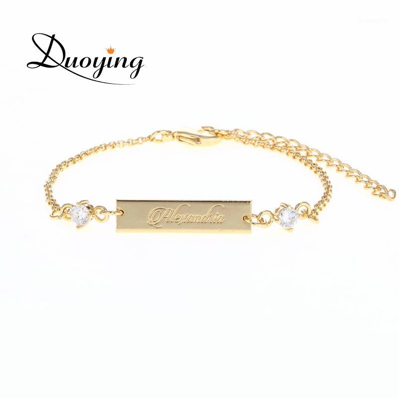

DUOYING Crystal Baby Bracelet Gold Color 25*6 mm Bar Personalized Custom Name Engraved Bracelet Graduation Gift Jewelry for Etsy1