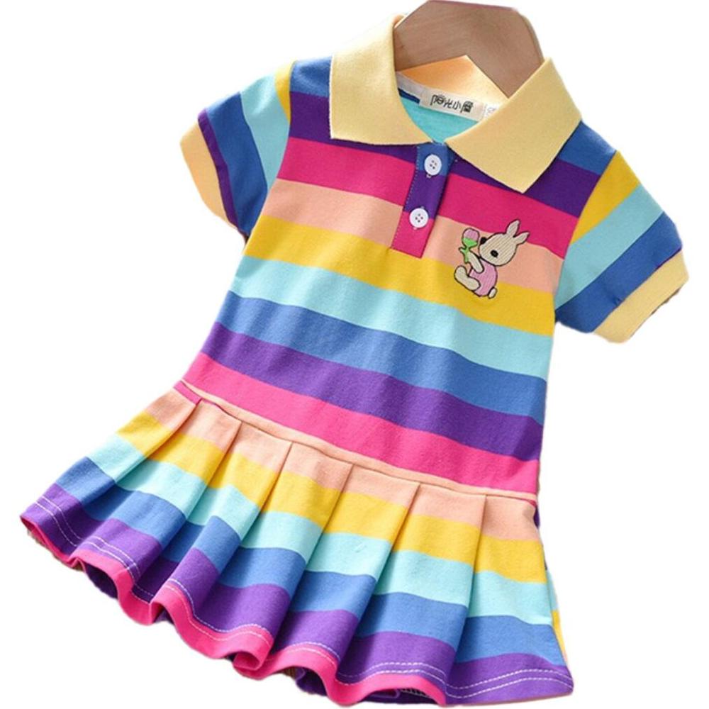 

Girls Dress Children Party Birthday Ballet Clothes Princess Cute Dresses Summer Girl Baby Toddler Fashion Casual Stripes Dress, Dark color