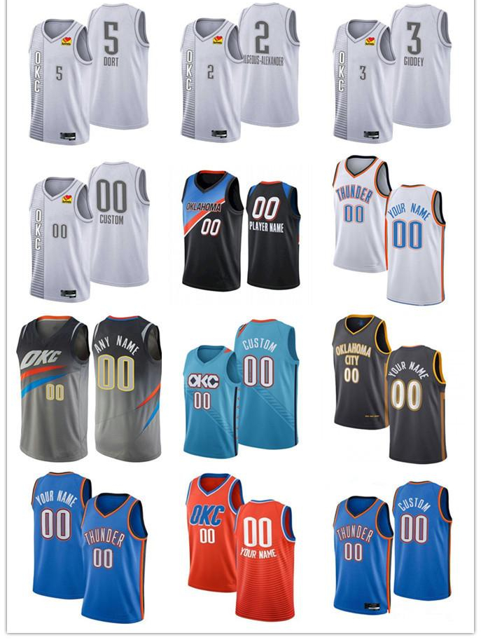 

Custom Men Women Youth 75th Oklahoma's City Thunder's 2 Shai Gilgeous-Alexander 3 Josh Giddey 5 Luguentz Dort 16 Ty Jerome Basketball Jerseys hgh, Color