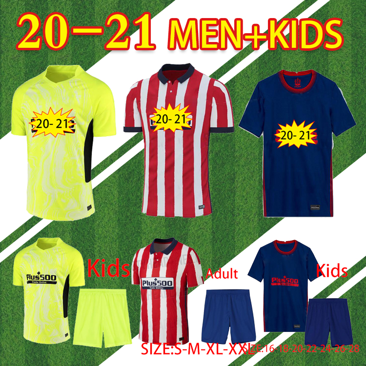 

2021 Atletico Madrid Soccer Jerseys JOAO FELIX SUAREZ KOKE Hombres NiÃ±os camisetas de fÃºtbol Training Fooball Shirt Pants, Black;yellow