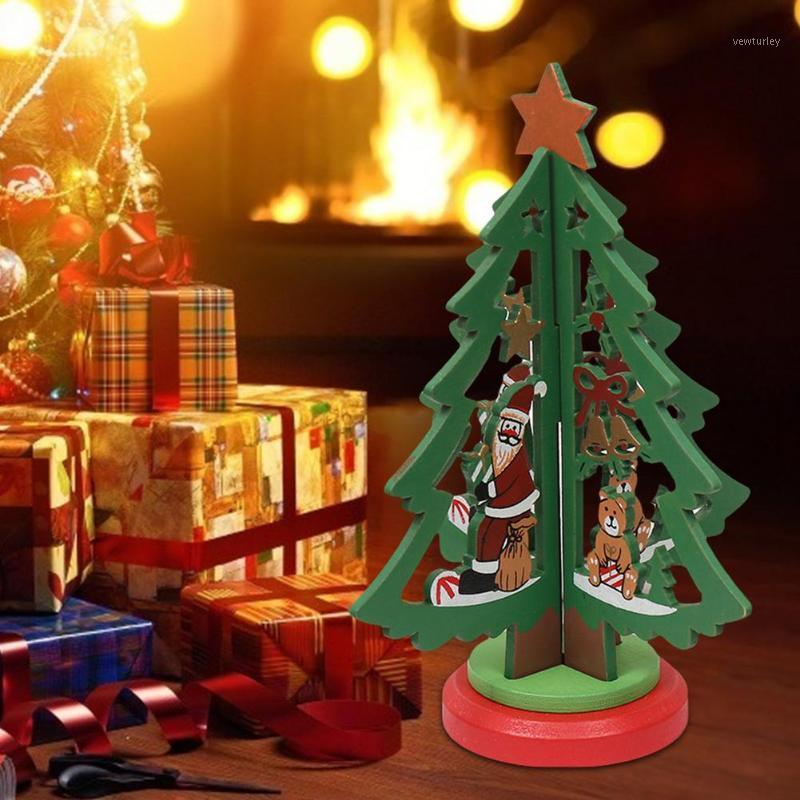 

DIY Wooden Christmas Tree Decor Christmas Toy with Ornaments Desktop Window Shopping Mall Scene Decoration1