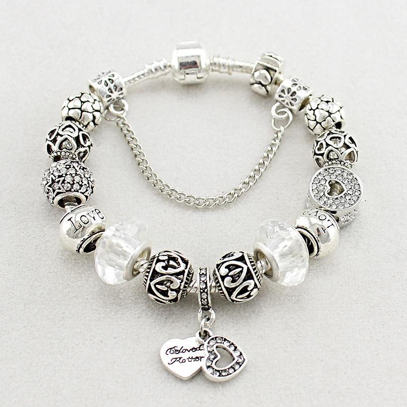 

ANNAPAE 2020 Heart Charm Bracelets & Bangles Fashion DIY Rhinestone Beads Bracelets Femme Jewelry Pulseira masculina Gift B170411