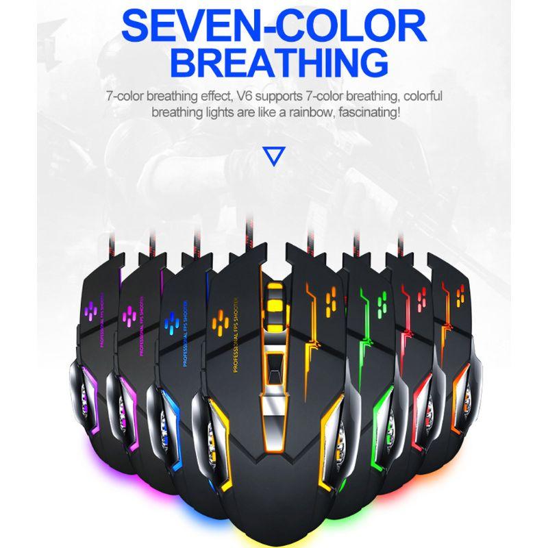 

Mechanical Macro Programming 7 Color Luminous Gaming Mouse 4 Gear DPI Adjustable Wired Computer Mouse for Gaming Office