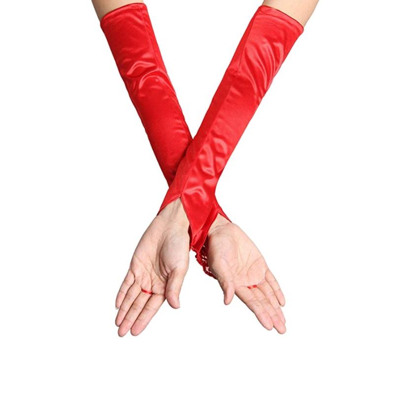 

Spring Autumn Women Lace Long Gloves Dinner Dress Gloves Elastic Warm Driving