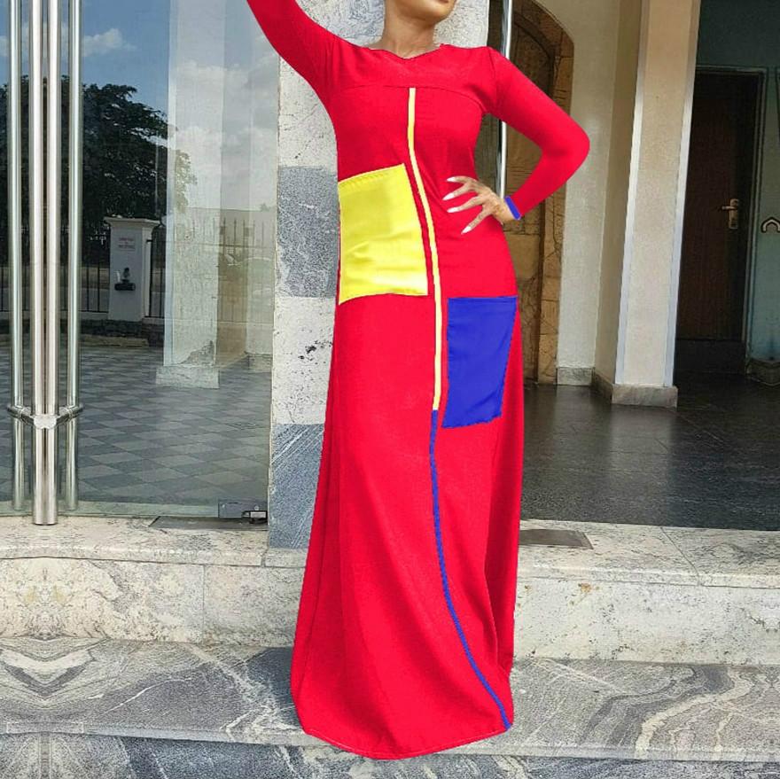 

Women Stitching Dress with Pocket SizeXXL