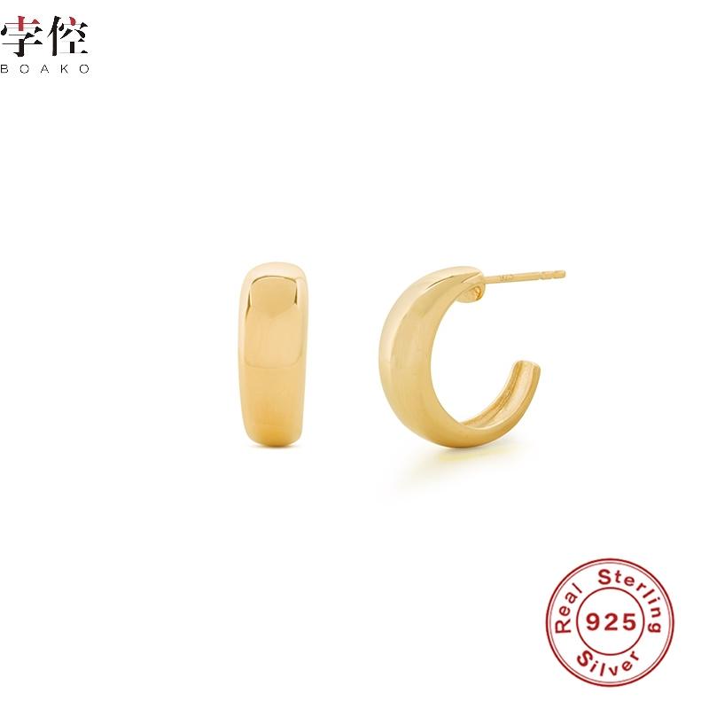 

BOAKO 925 Sterling Silver Earrings For Women Fine Jewelry Gold Piercing Stud Earring Bijoux Girl Party Pendientes Korean Aretes