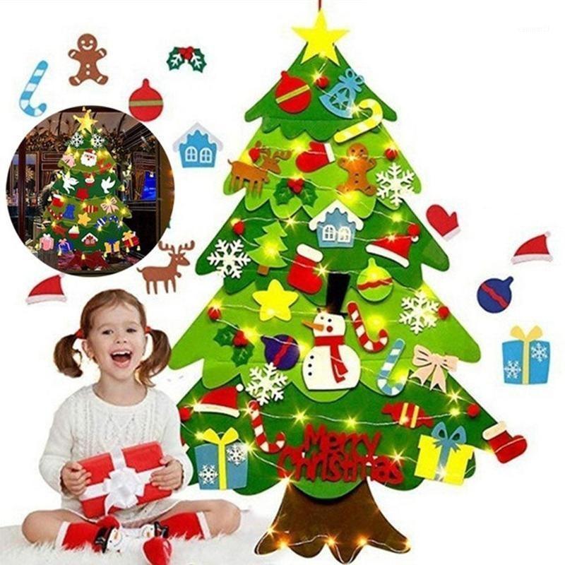 

Felt Christmas Tree Felt Fir DIY Xmas Tree Decorations With String Lights Xmas Gifts New Year Navidad Christmas1
