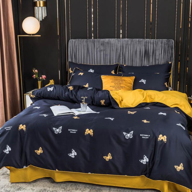 

Silkly Egyptian Cotton 600TC Bedding Set Printed Linens Sheet Pillowcase Duvet Cover, 20202223